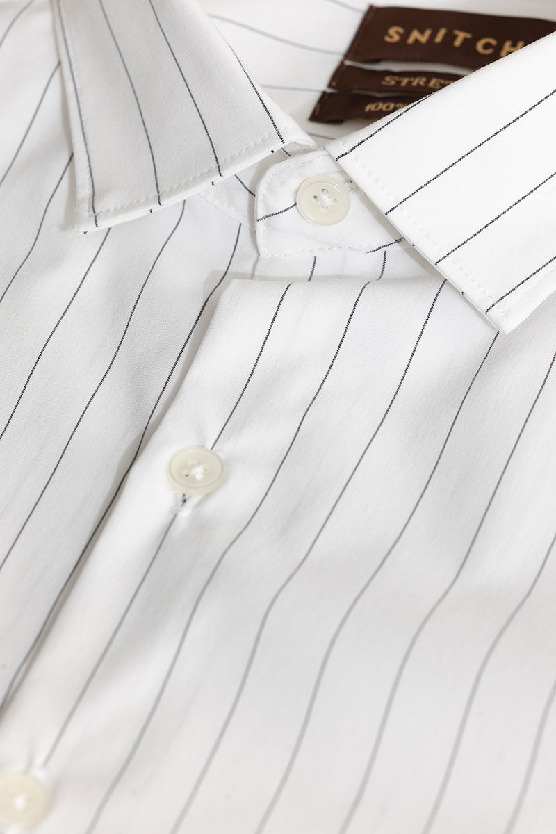 Elegant Stripe White Giza Cotton Shirt