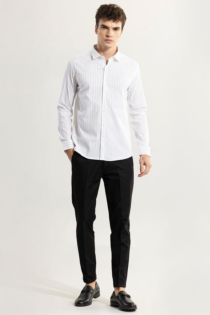 Elegant Stripe White Giza Cotton Shirt