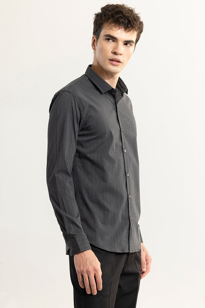 Elegant Stripe Grey Giza Cotton Shirt