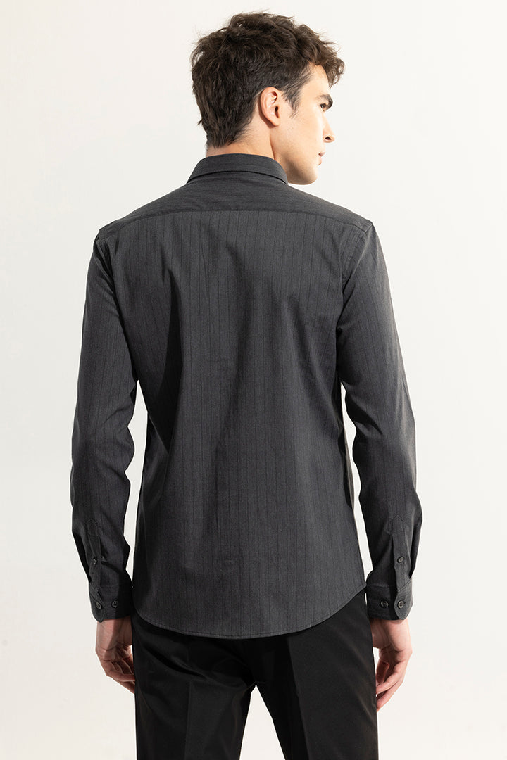 Elegant Stripe Grey Giza Cotton Shirt