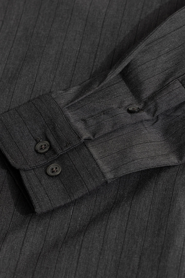 Elegant Stripe Grey Giza Cotton Shirt