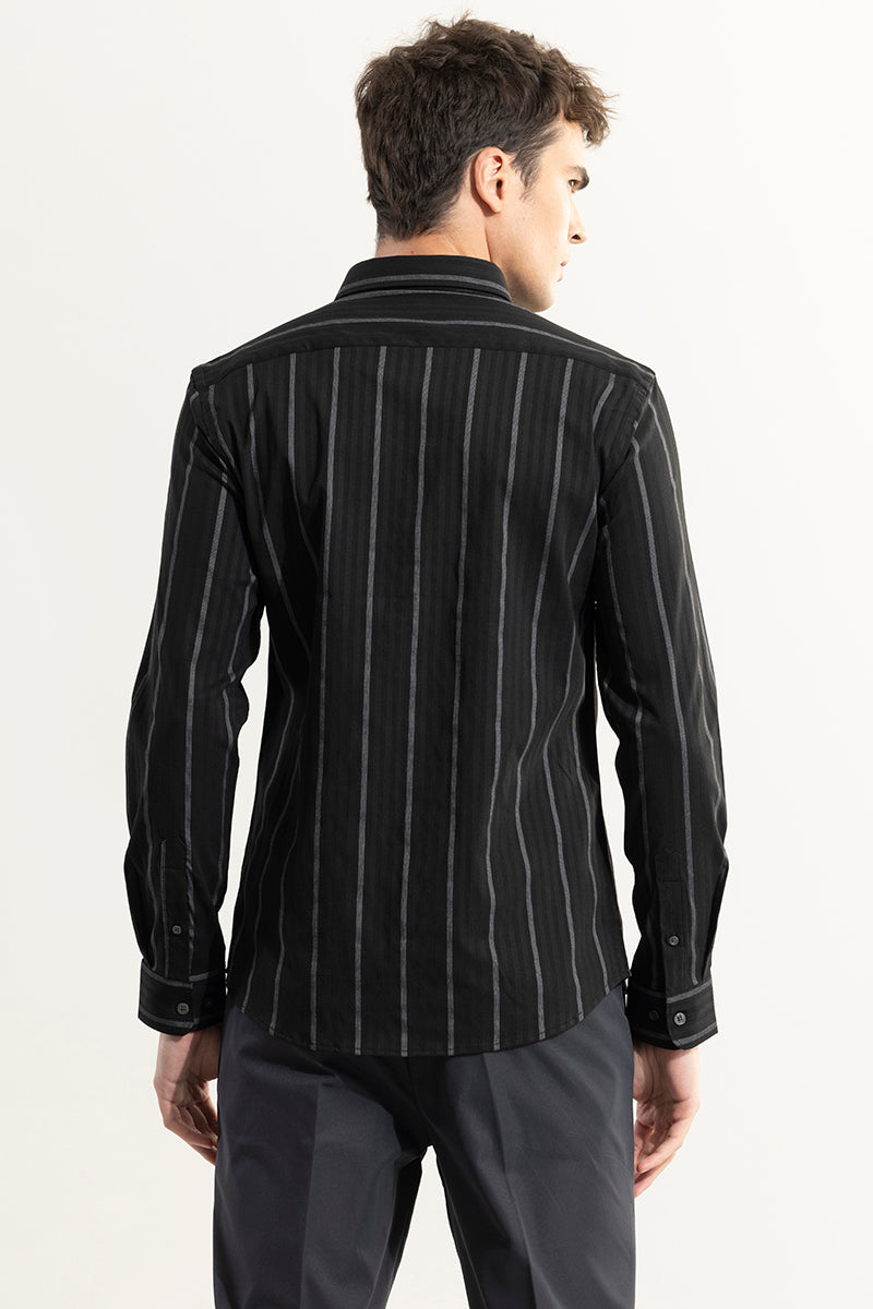 Monochrome Stripe Black Giza Cotton Shirt