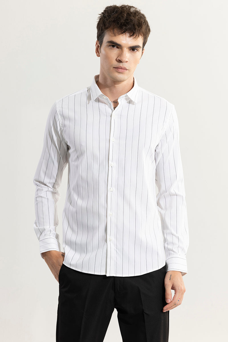 Frosty Striped White Giza Cotton Shirt