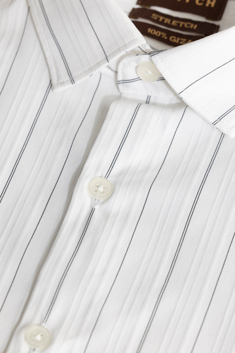 Frosty Striped White Giza Cotton Shirt