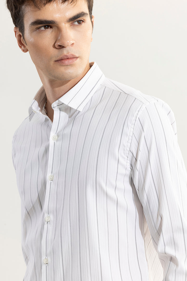 Frosty Striped White Giza Cotton Shirt