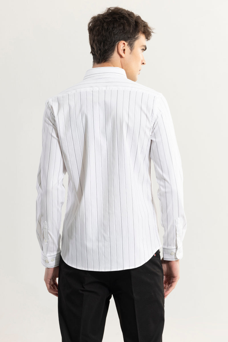 Frosty Striped White Giza Cotton Shirt