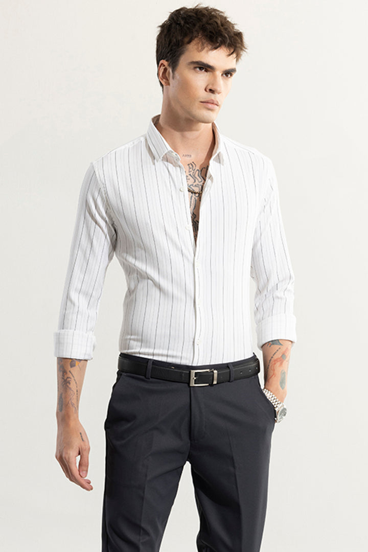 Arctic Stripe White Giza Cotton Shirt