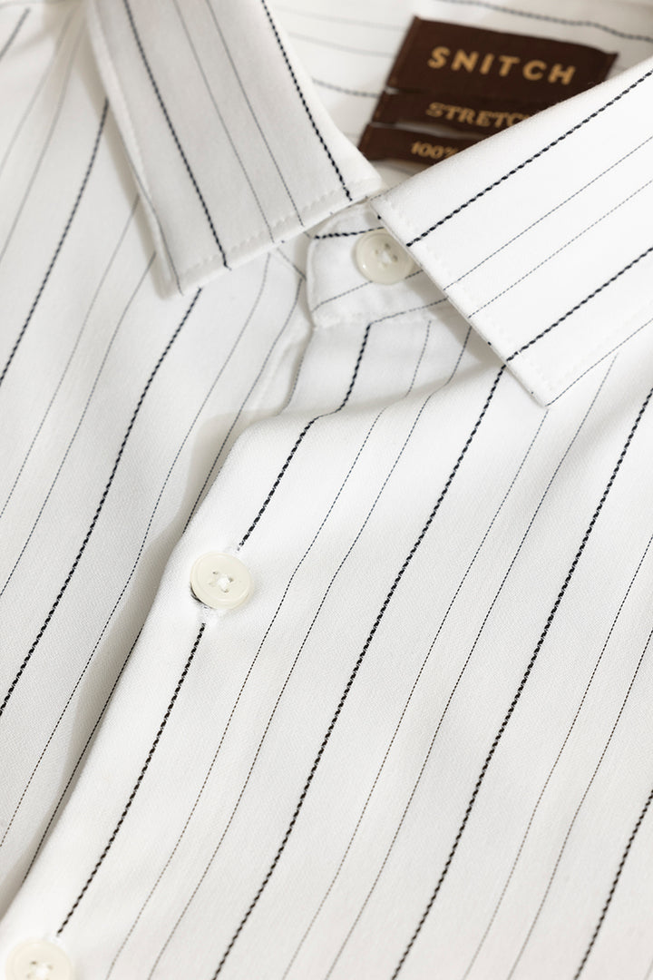 Arctic Stripe White Giza Cotton Shirt