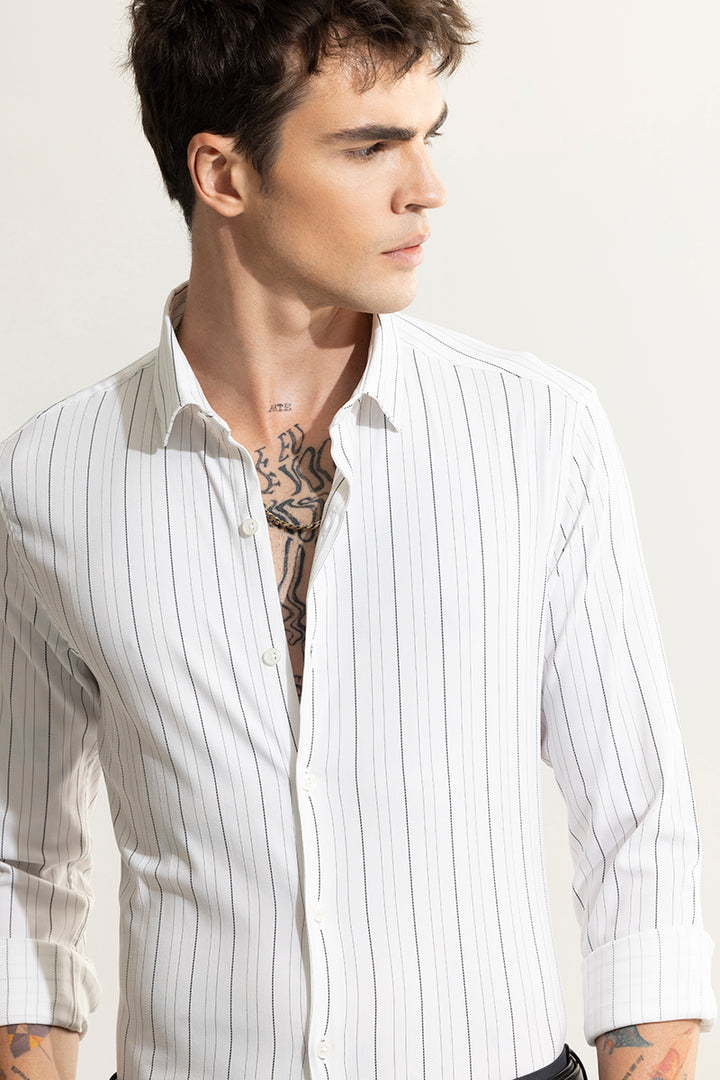 Arctic Stripe White Giza Cotton Shirt