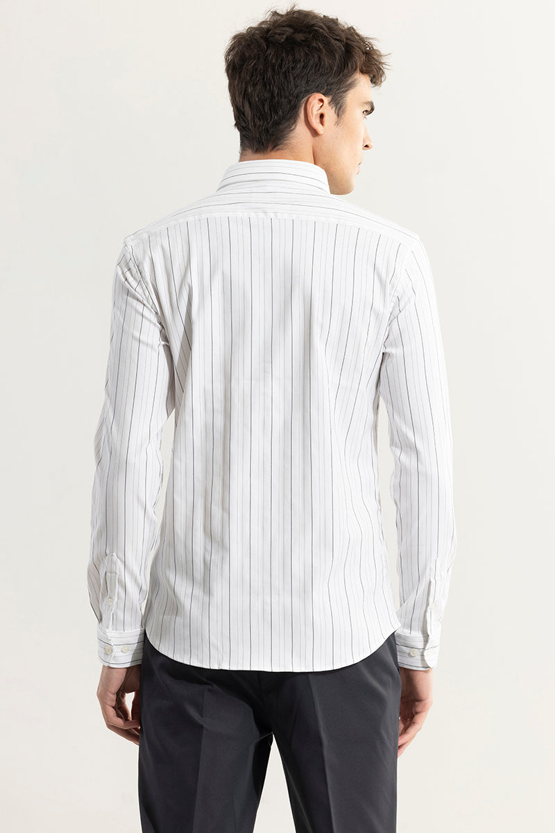 Arctic Stripe White Giza Cotton Shirt