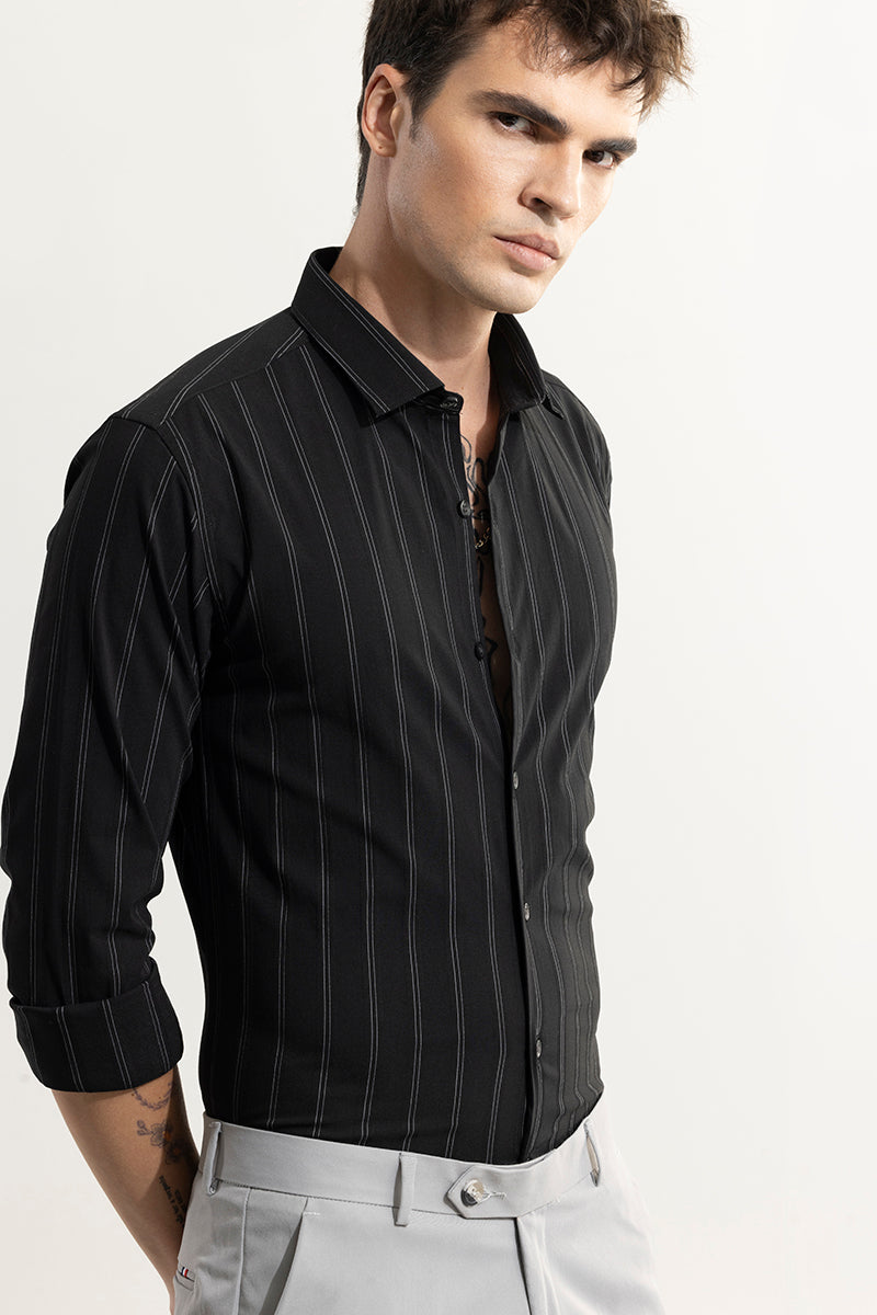 Eclipse Stripe Black Giza Cotton Shirt