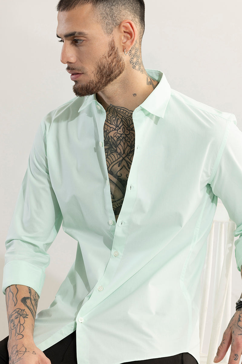 Elegant Monotone Mint Green Shirt