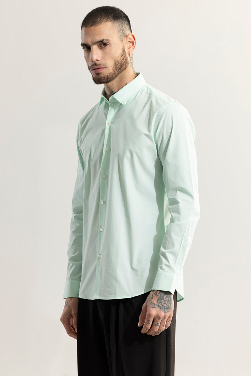 Elegant Monotone Mint Green Shirt