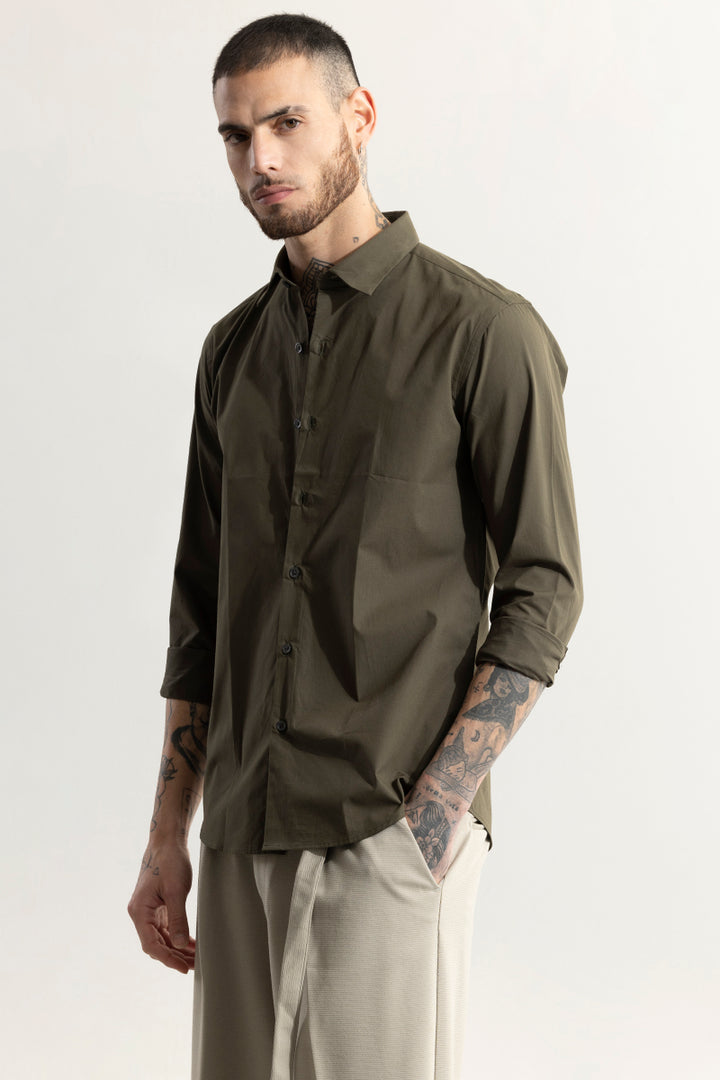 Elegant Monotone Brown Shirt