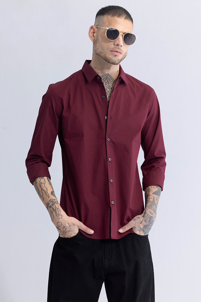 Elegant Monotone Maroon Shirt