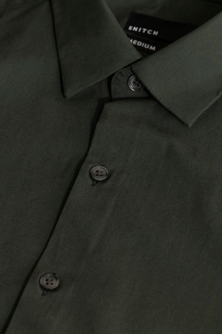 Elegant Monotone Dark Green Shirt