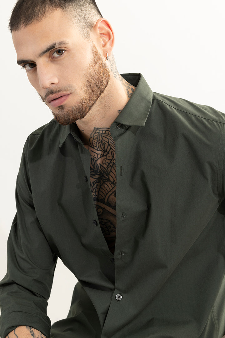 Elegant Monotone Dark Green Shirt