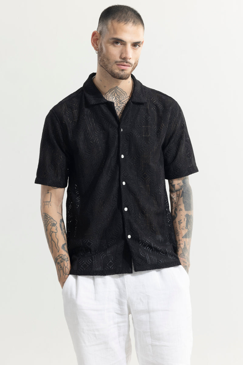 Curvy Quad Black Hakoba Shirt