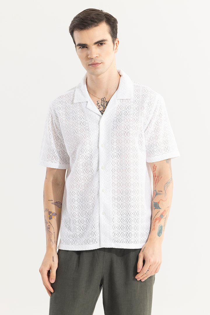 Buy Men's Cosmic Circle White Hakoba Shirt Online | SNITCH