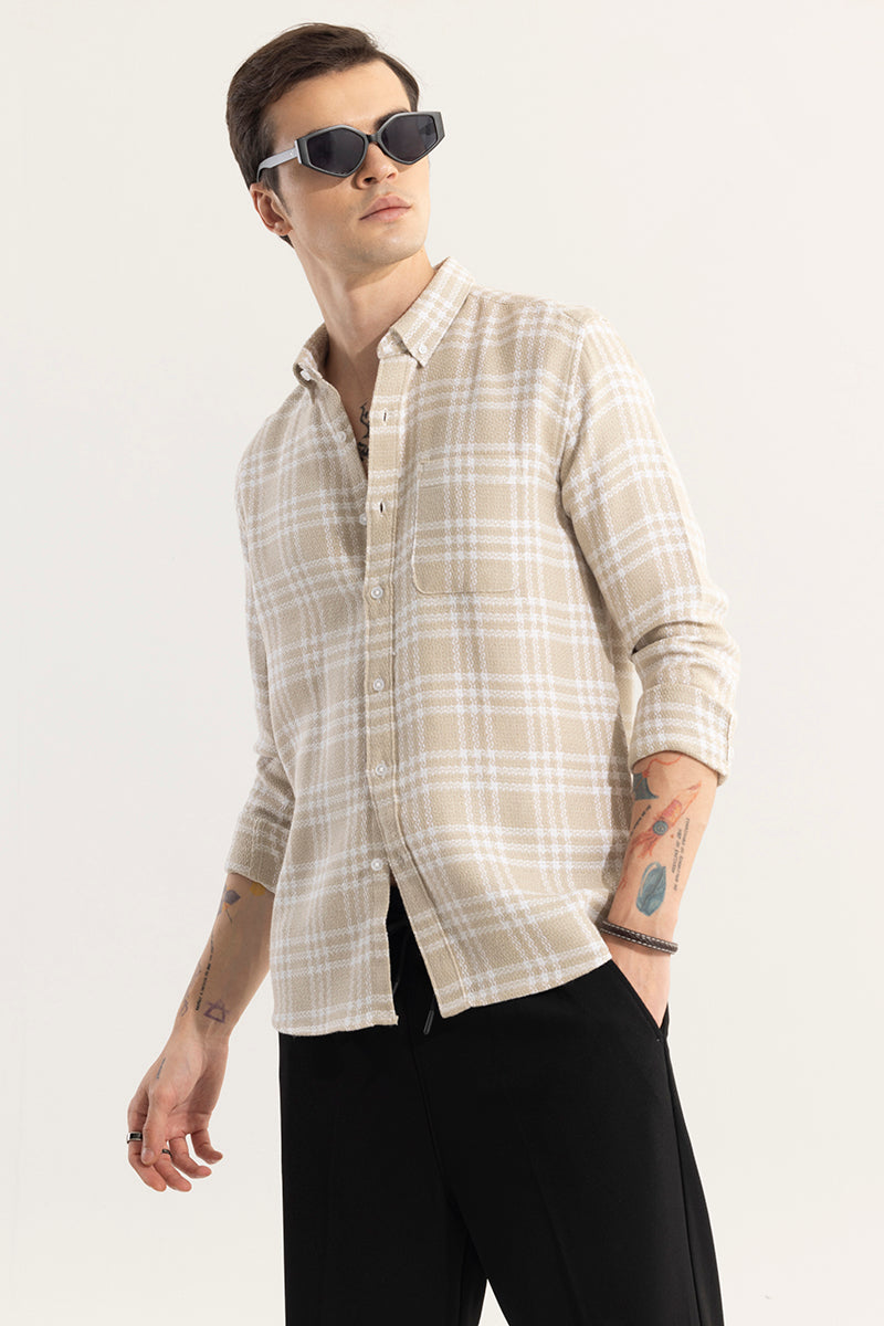 Boxed Checks Cream Shirt