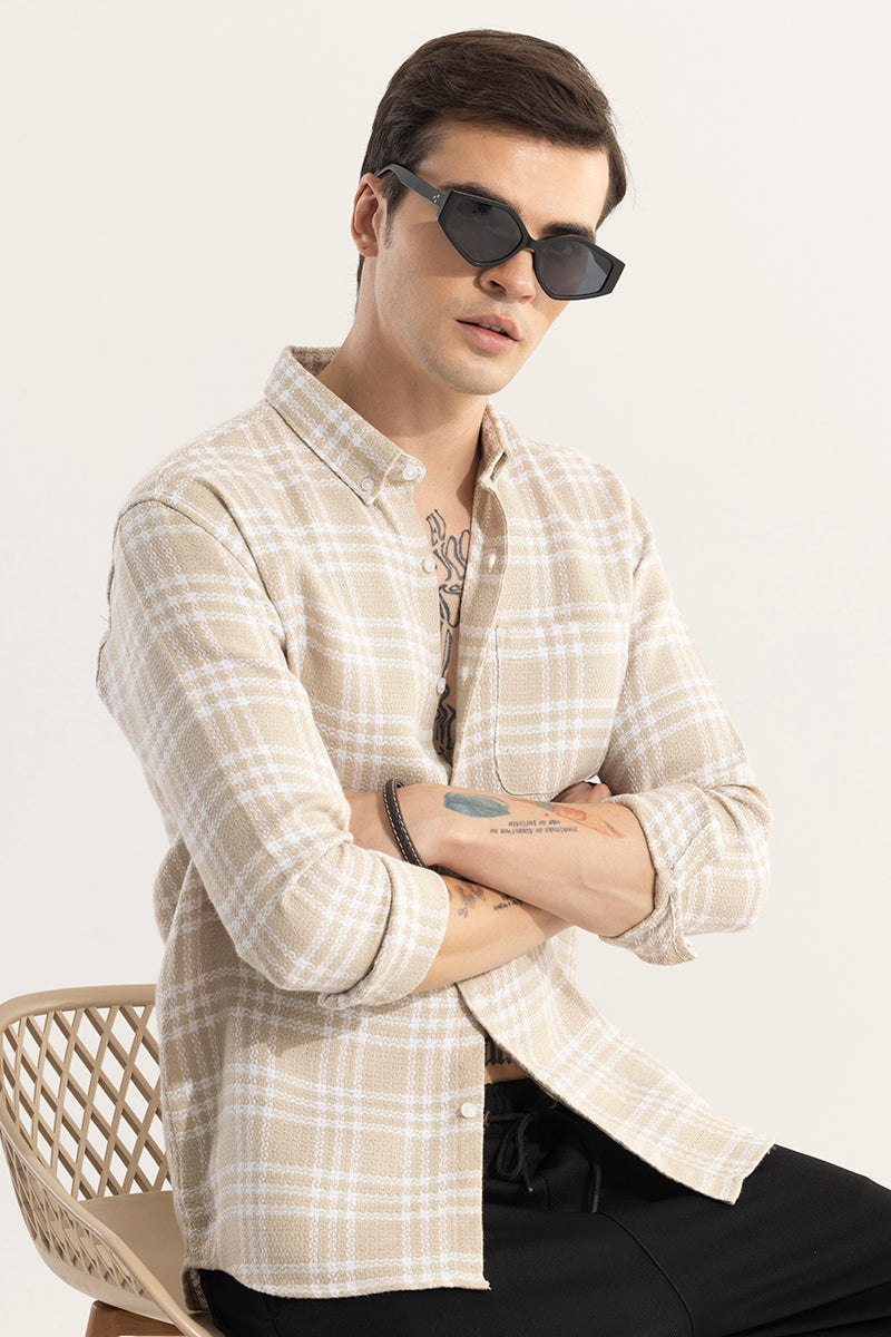 Boxed Checks Cream Shirt