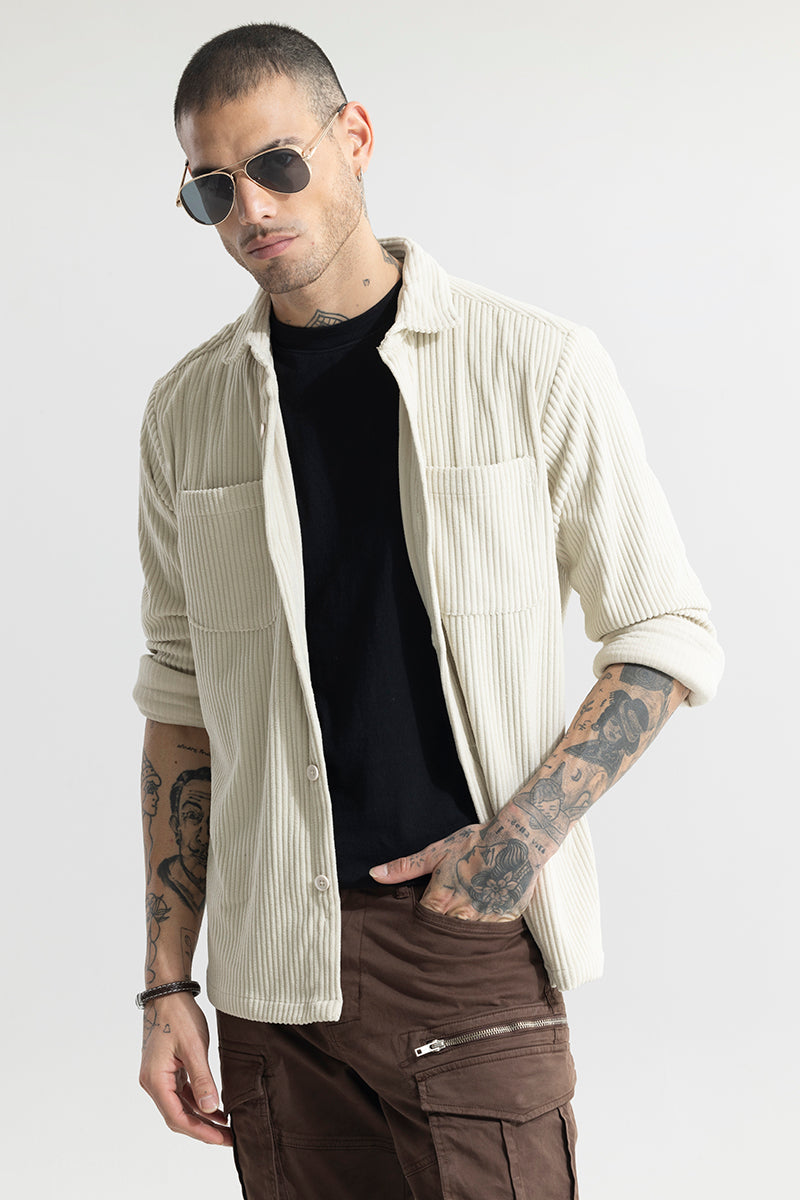 Buy Men's Cozy Cord Cream Shirt Online | SNITCH