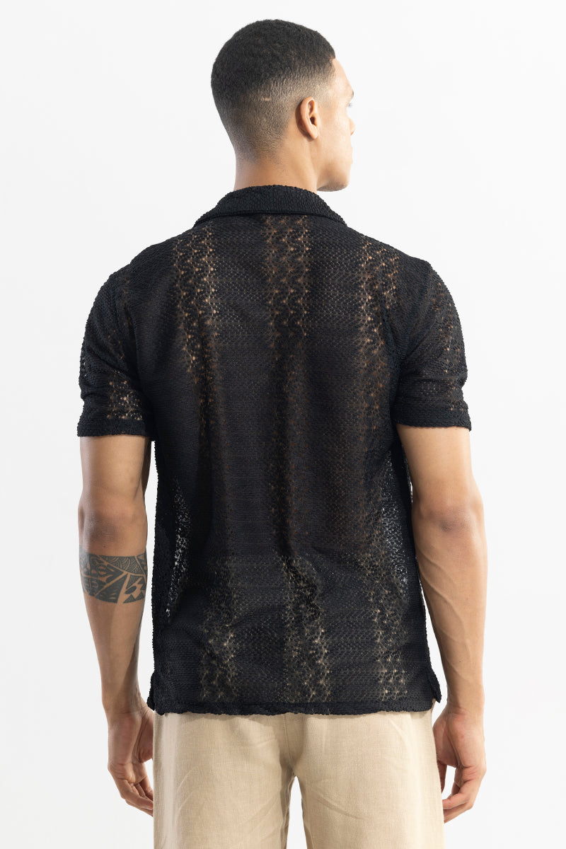 Buy Men's Sonsie Black Crochet Shirt Online | SNITCH