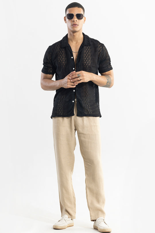 Buy Men's Sonsie Black Crochet Shirt Online | SNITCH