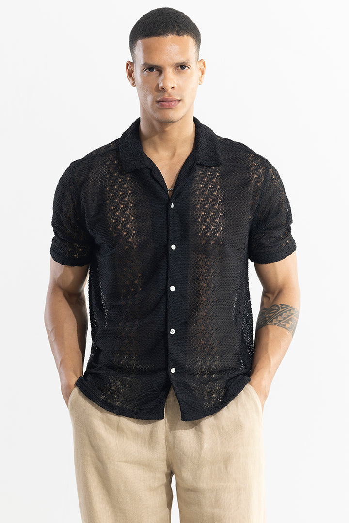 Sonsie Black Crochet Shirt