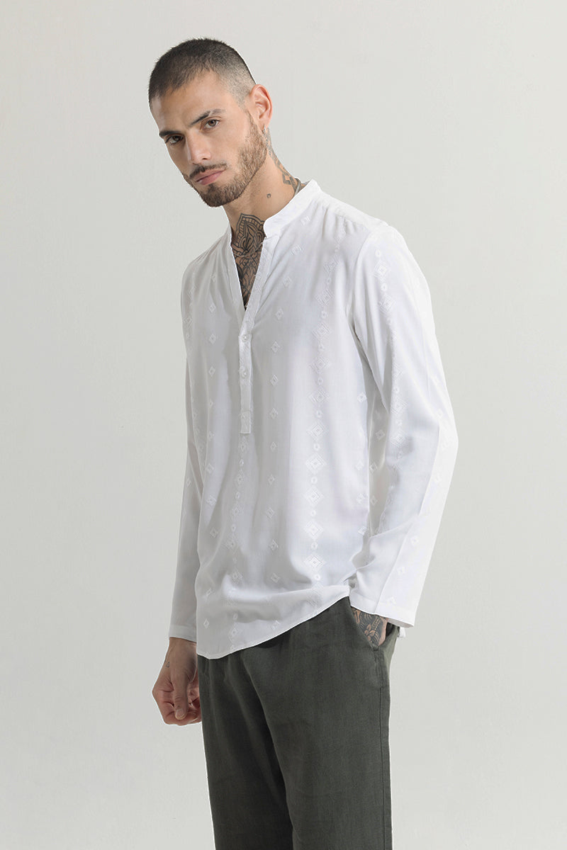 Buy Men's Diamont White Kurta Shirt Online | SNITCH