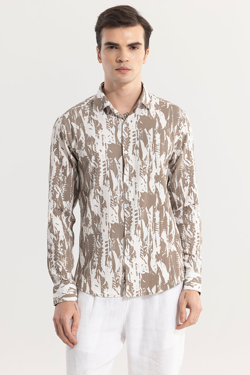 Obstract Brown Seersucker Shirt