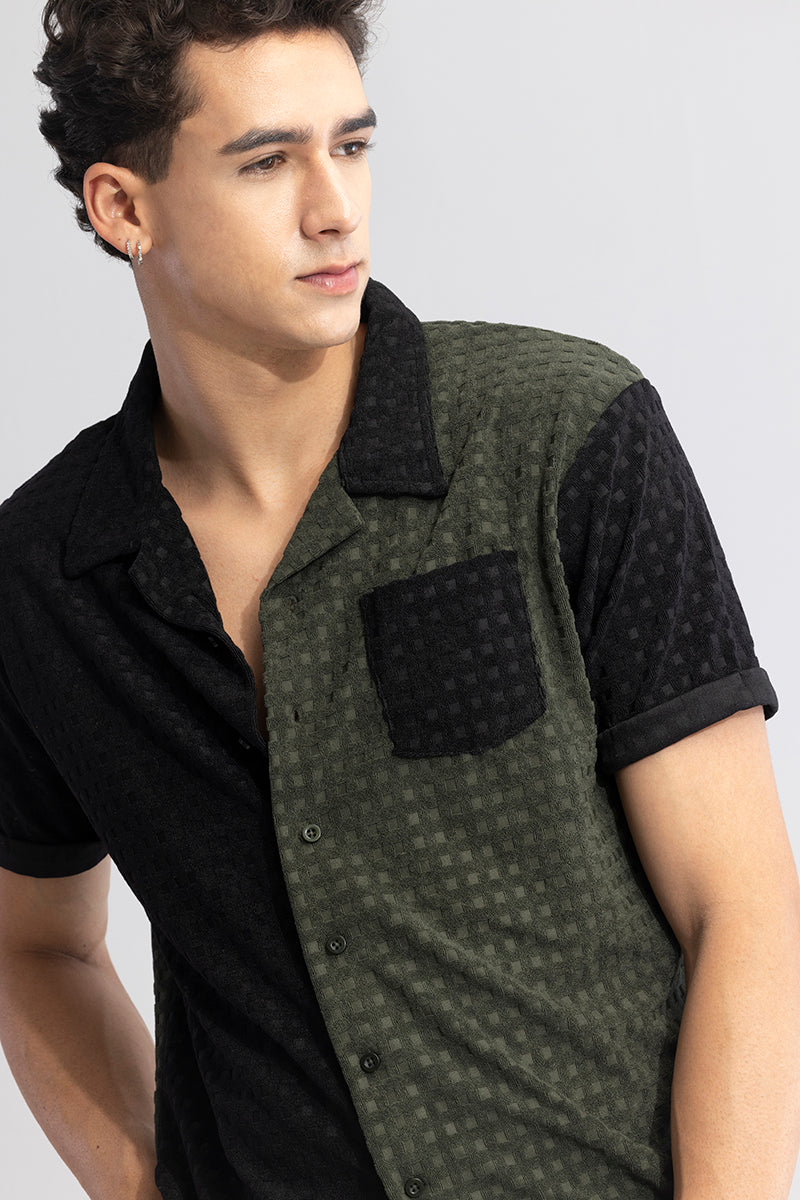 Waffle Block Olive Cut & Sew Shirt