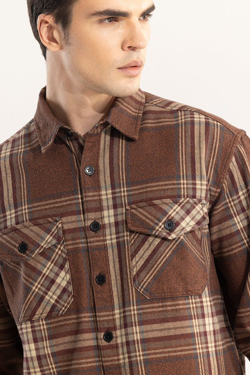 Square Grid Brown Checks Shirt