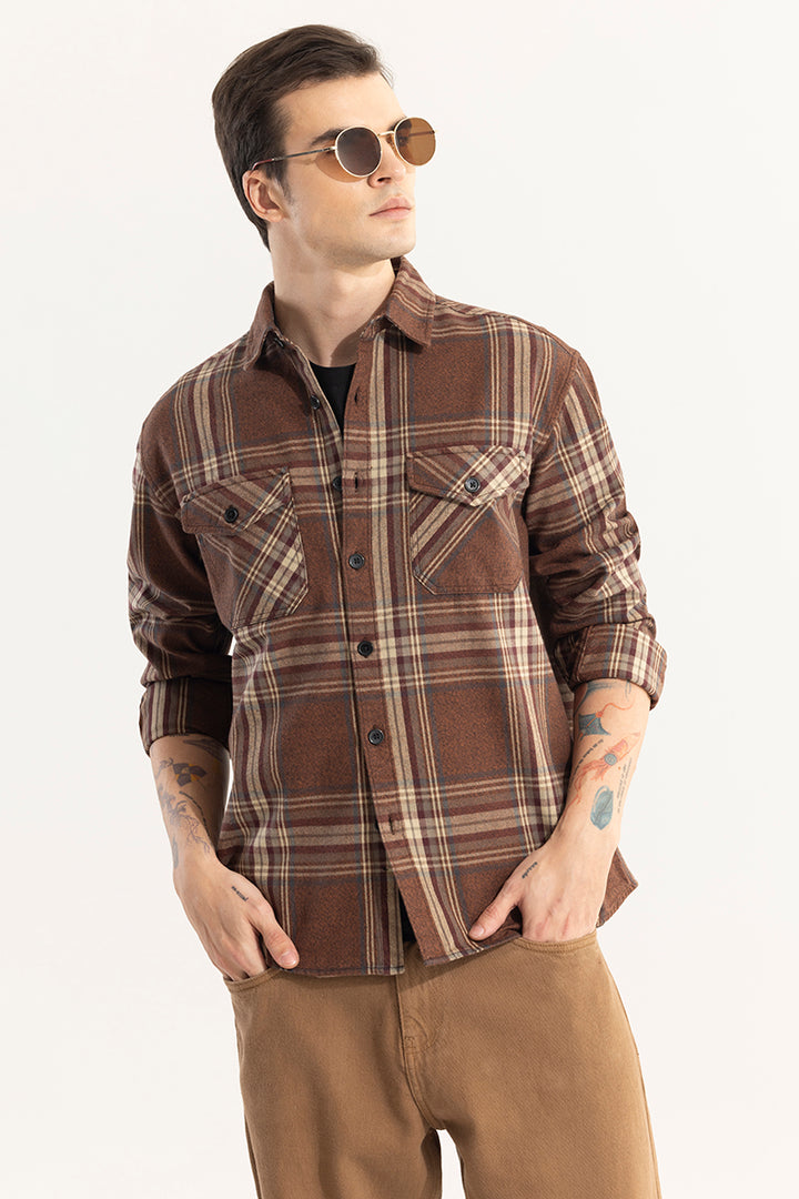 Square Grid Brown Checks Shirt