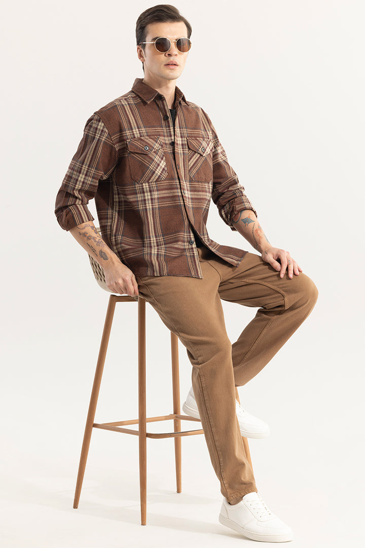 Square Grid Brown Checks Shirt