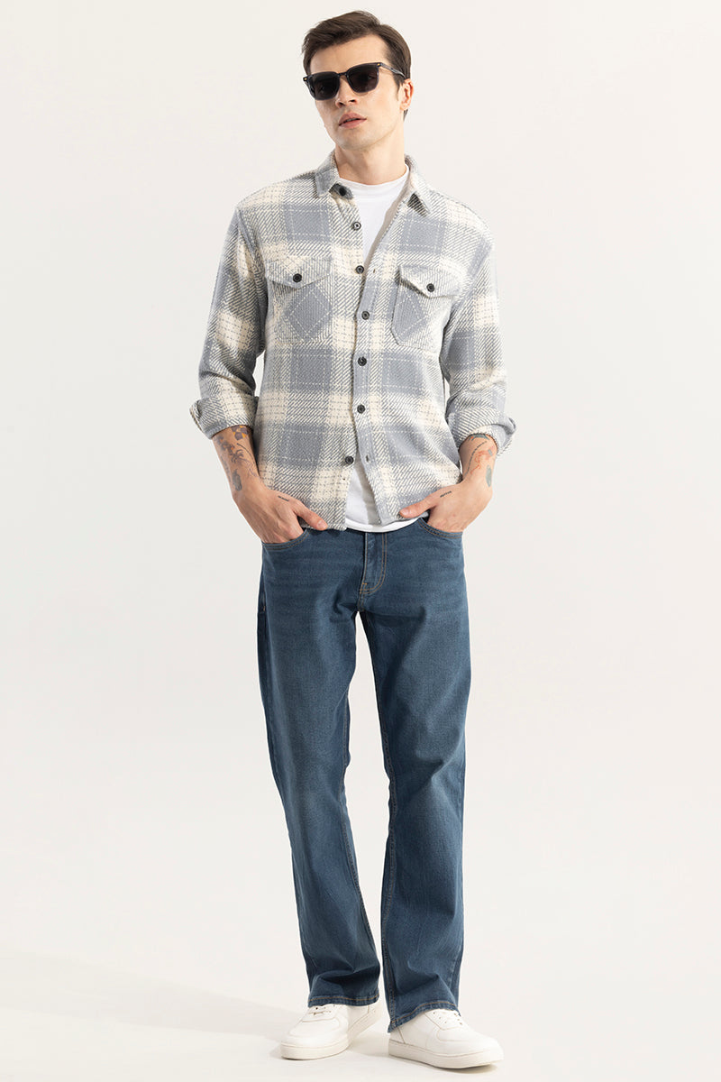 Buy Men's Square Grid Grey Checks Shirt Online | SNITCH