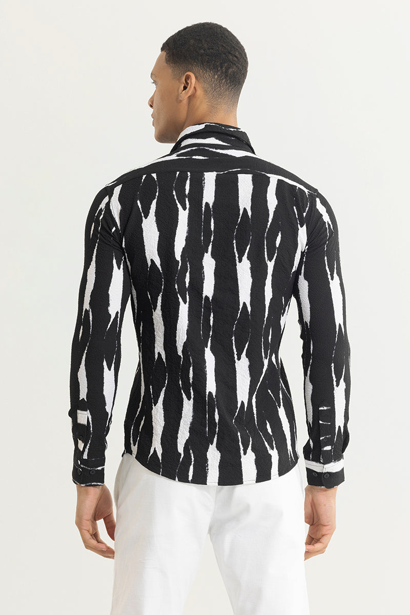 Submerged Stripe Black Seersucker Shirt