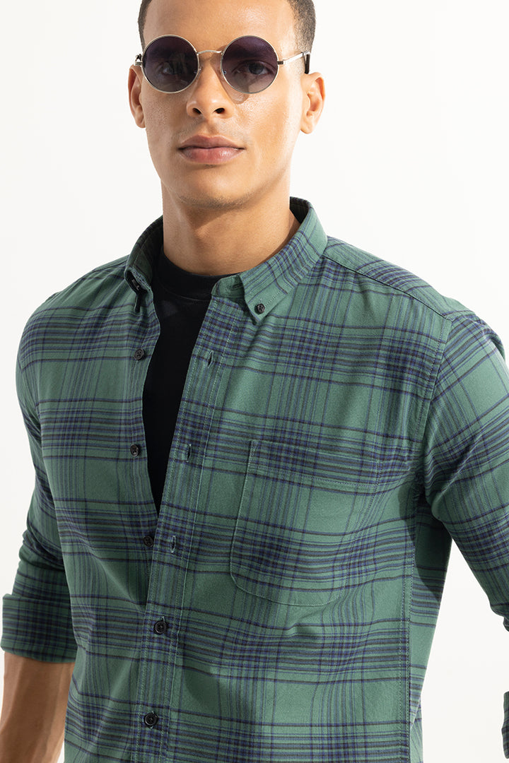 Septet Green Checks Shirt