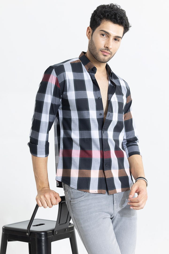 Subtle Checks Black Shirt