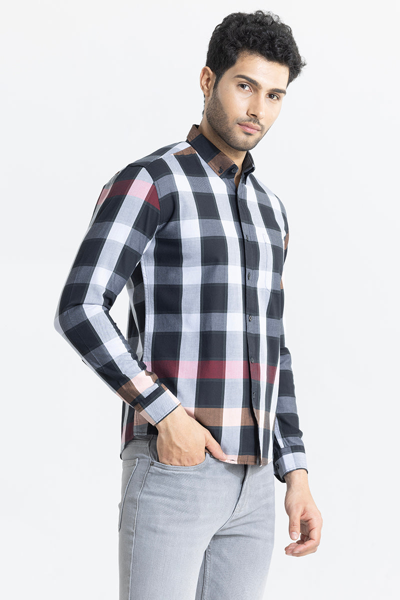 Subtle Checks Black Shirt