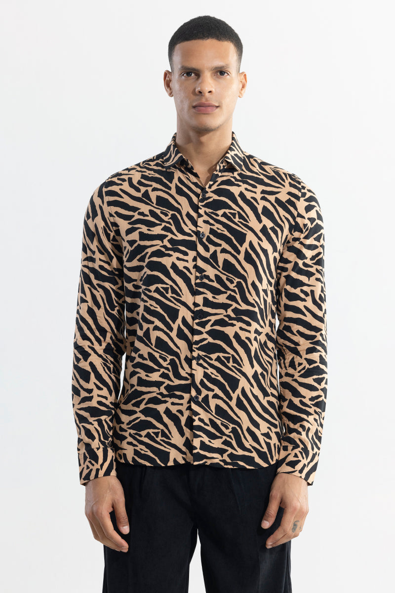 Vize Abstract Brown Shirt