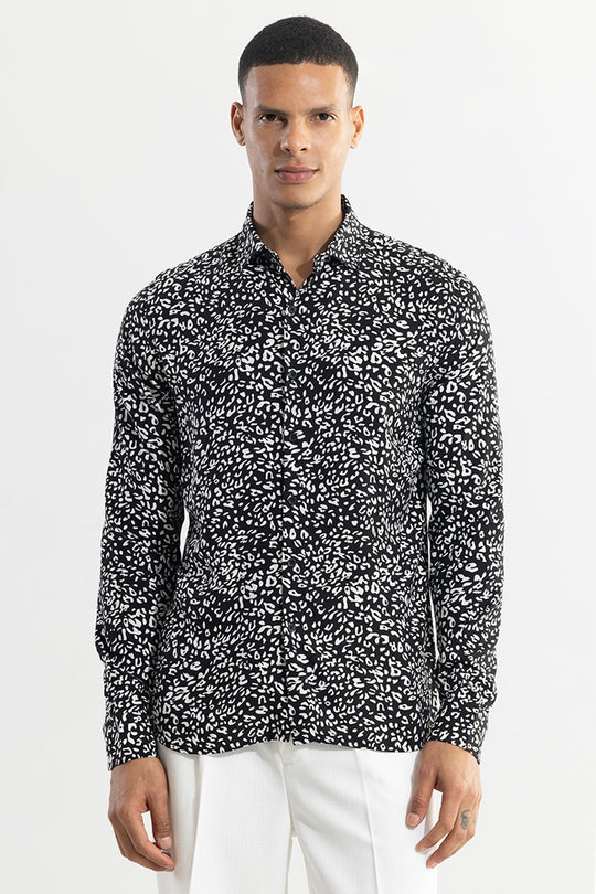 Buy Men's Spotted Pardus Black Shirt Online | SNITCH