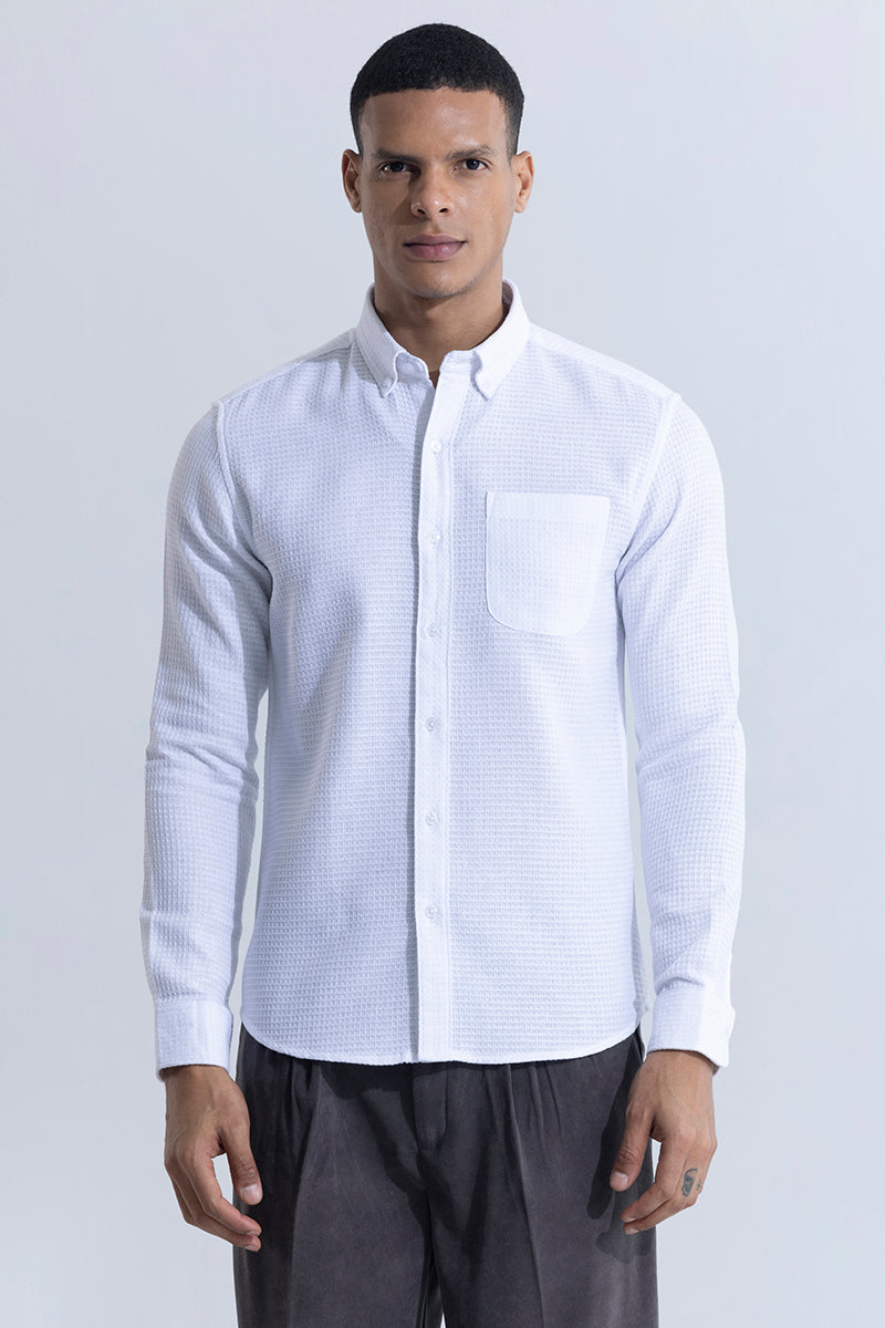 Waffle Square White Shirt