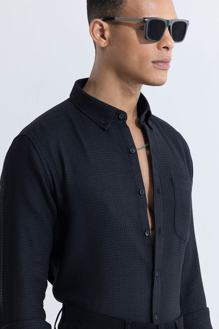 Waffle Square Black Shirt