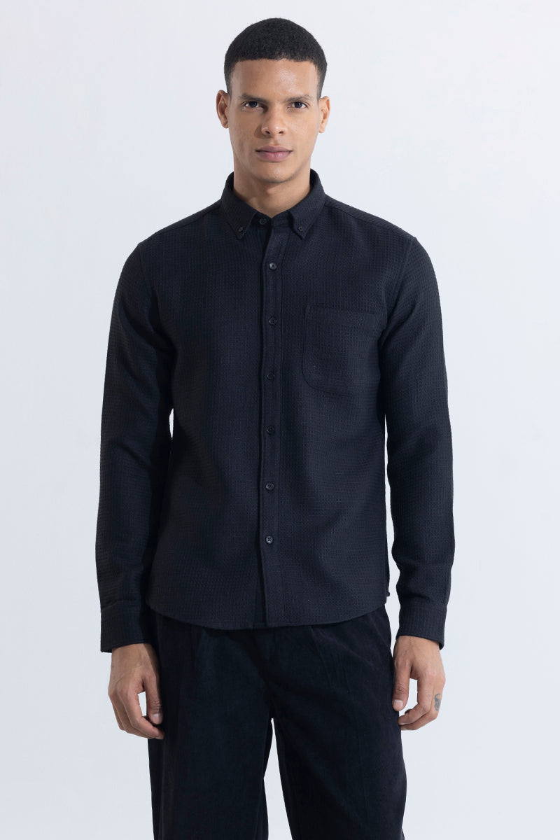 Waffle Square Black Shirt