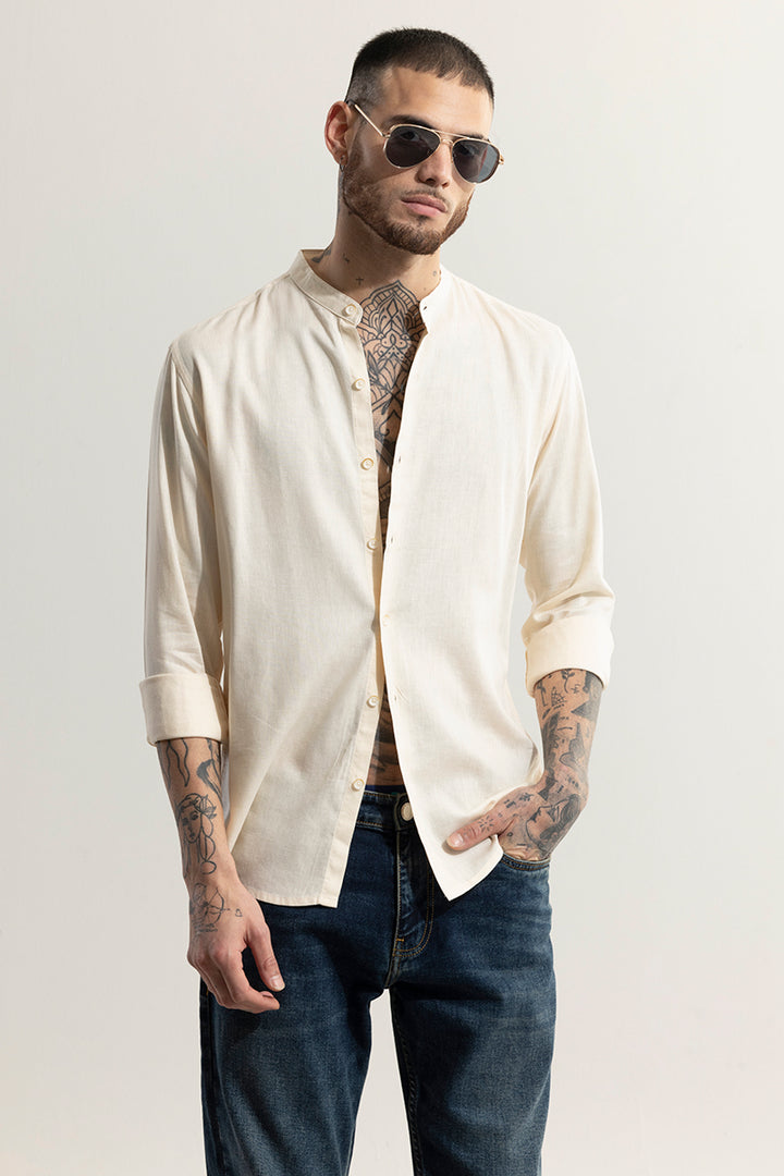 Classic Mandarin Cream Shirt