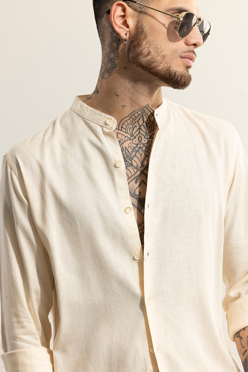 Classic Mandarin Cream Shirt