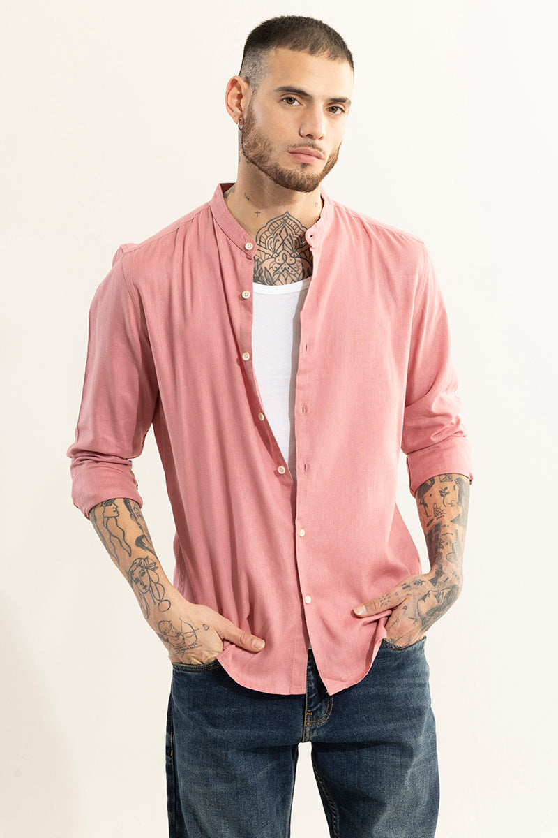 Classic Mandarin Pink Shirt