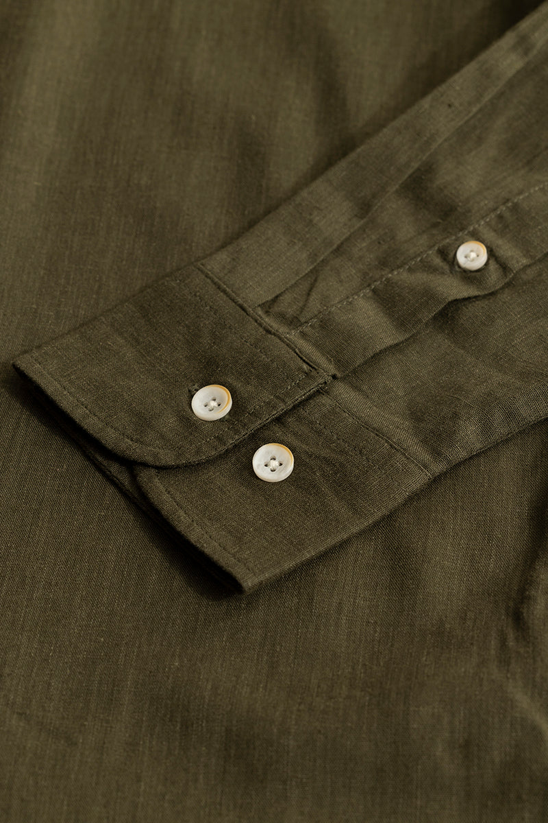 Classic Mandarin Olive Shirt