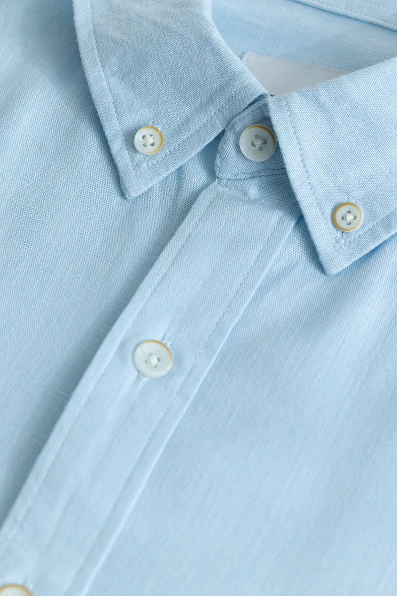 Sleek Style Plain Light Blue Linen Shirt